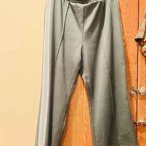 High-Waist Wide Leg Pants Olive Green with blue embroidered from Anthropologie
